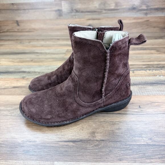 UGG Size 8 Women Neevah Brown Suede Sheepskin Lined Boots Winter 1003421 - Picture 1 of 7